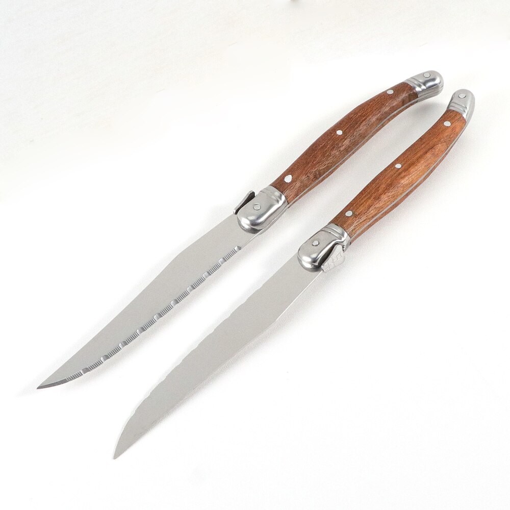 Laguiole 8 Stuks Steak Mes Hout Bestek Roestvrij Staal Gekarteld Lemmet Servies Restaurant Bestek Diner Messen Set