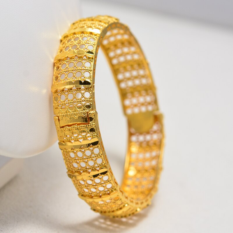 Dubai Gold Color Men Women Bracelet Vacuum Gold Color & Copper Wide Bangle for Women Hand Chain Jewelry Ethiopian/ArabNigeria: 6