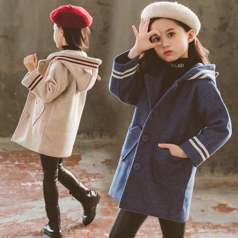 Jxysy Winter Jas Voor Meisjes Dikke Wollen Jas Voor Meisjes Mode Plaid Kinderen Bovenkleding Herfst Engeland Tiener Kleding Voor Meisjes