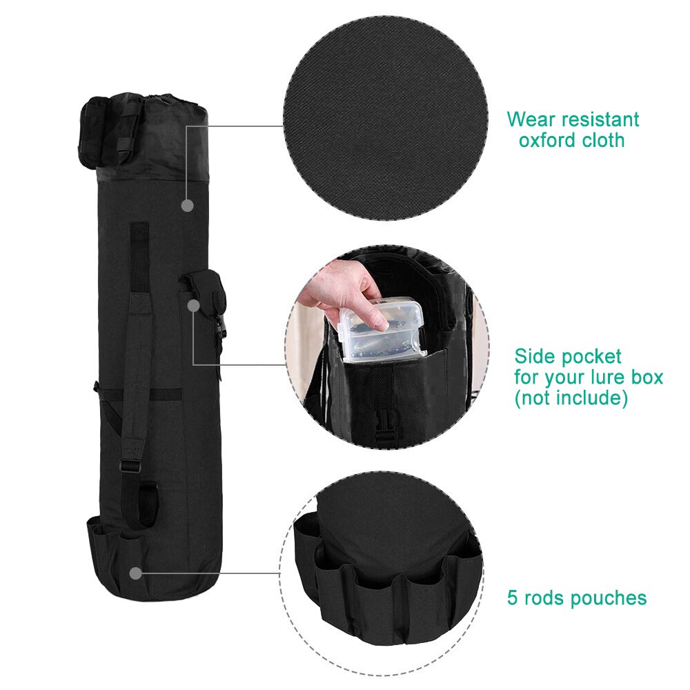 Dark Green Fishing Bag Folding Fishing Rod Reel Lure Carrier Case Pole Storage Backpack 5 rods reels pouch for Carp Fishing