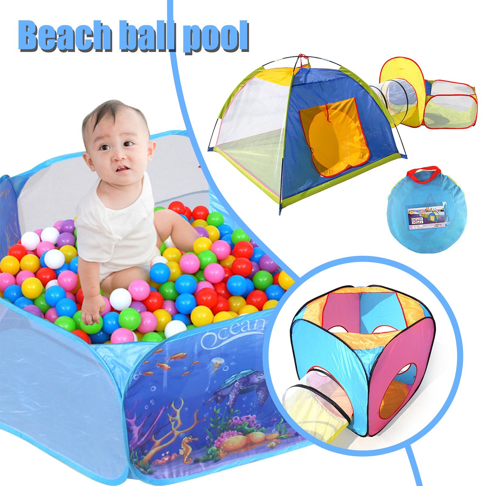Kinder indoor und outdoor klettern ball pool drei stück rohr zelt Kind Tipi Zelt Große Baby Laufstall Kinder geburtstag