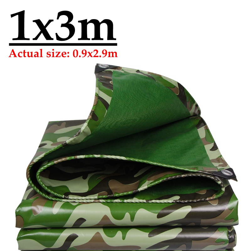 0.4mm Camouflage PVC Waterproof Tarpaulin Grade Rainproof Tarp Garden Plant Balcony Cover Anti-flaming Cloth Forest Fire-proof: 1x3m
