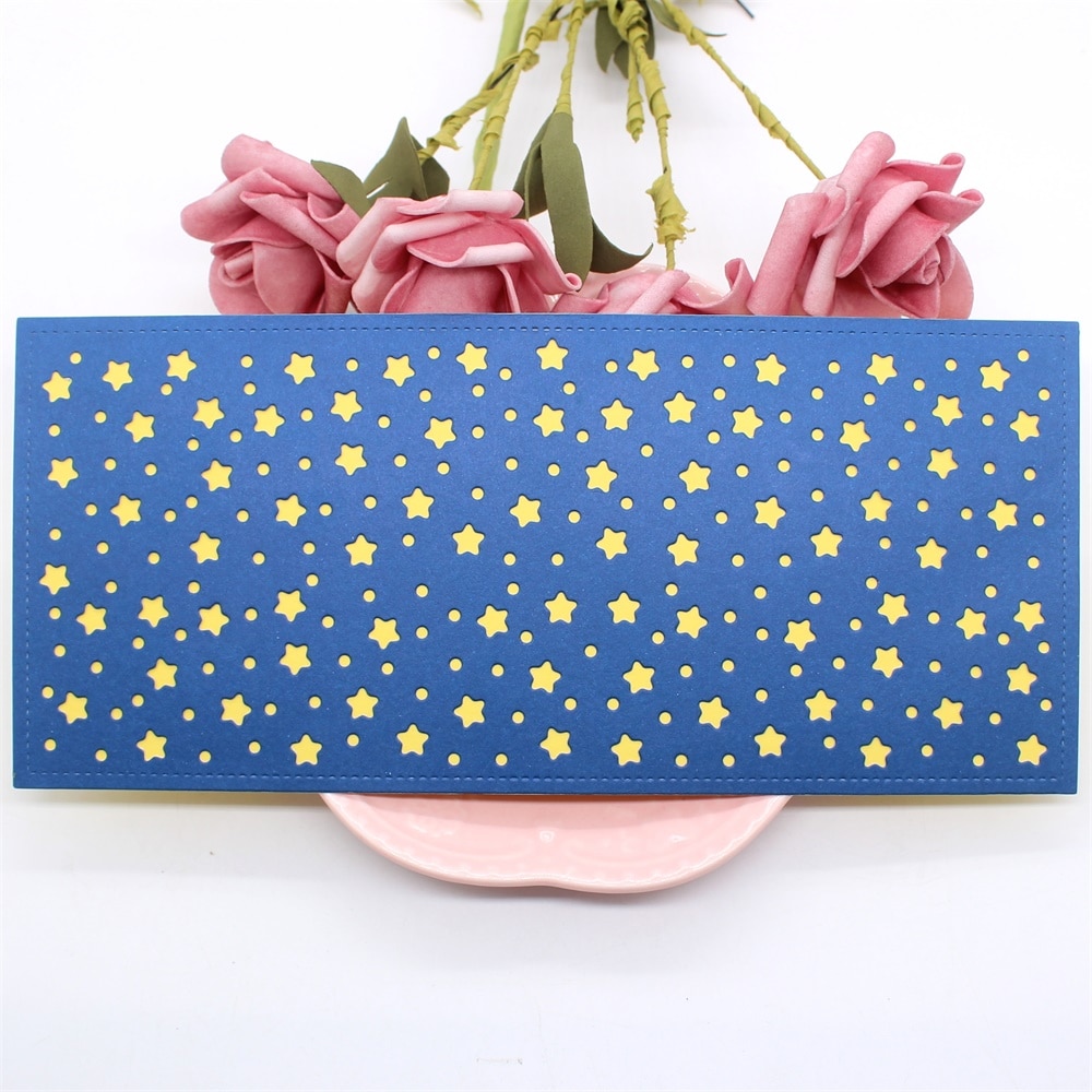 Kscraft stjerne baggrund slanke metal skære dør stencils til scrapbooking / fotoalbum dekorative prægning papirkort