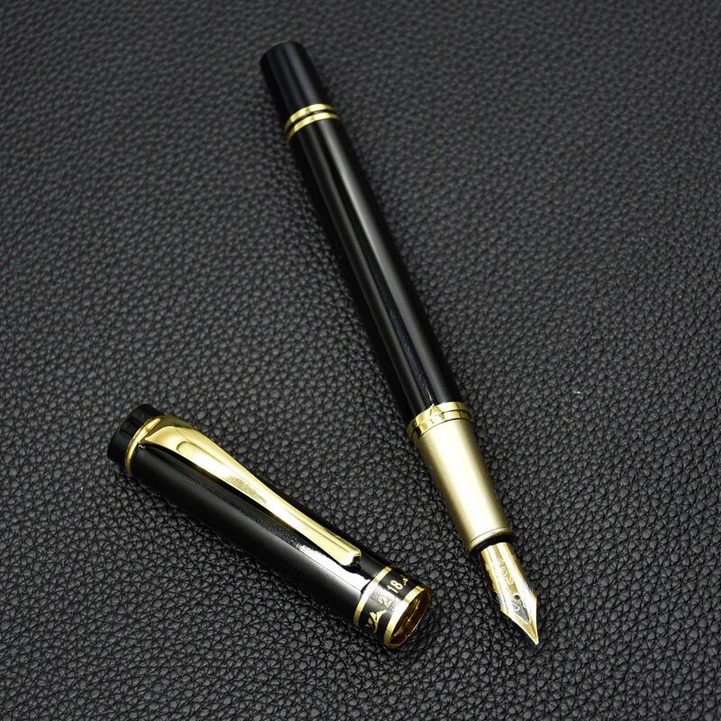 1Pcs Heldere Zwarte Business Vulpennen Penpunt Luxe Inkt Pen Kantoor High End Student veer Pen