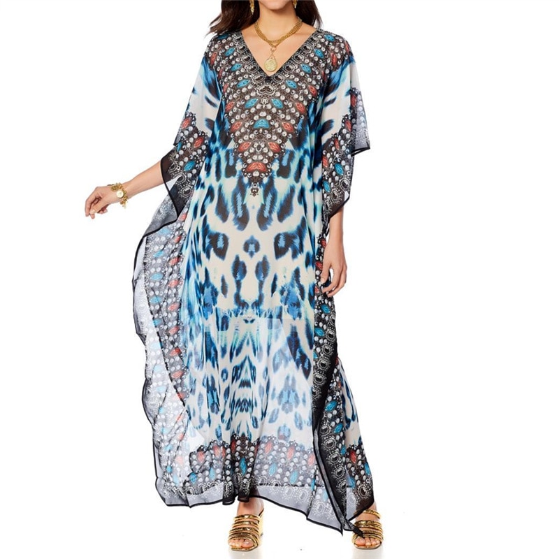 Kaftan Strand Chiffon Cover Up Pareos De Playa Mujer Beach Wear Oversize Bikini Cover Up Gewaad Plage Sarong Strand tuniek # Q906