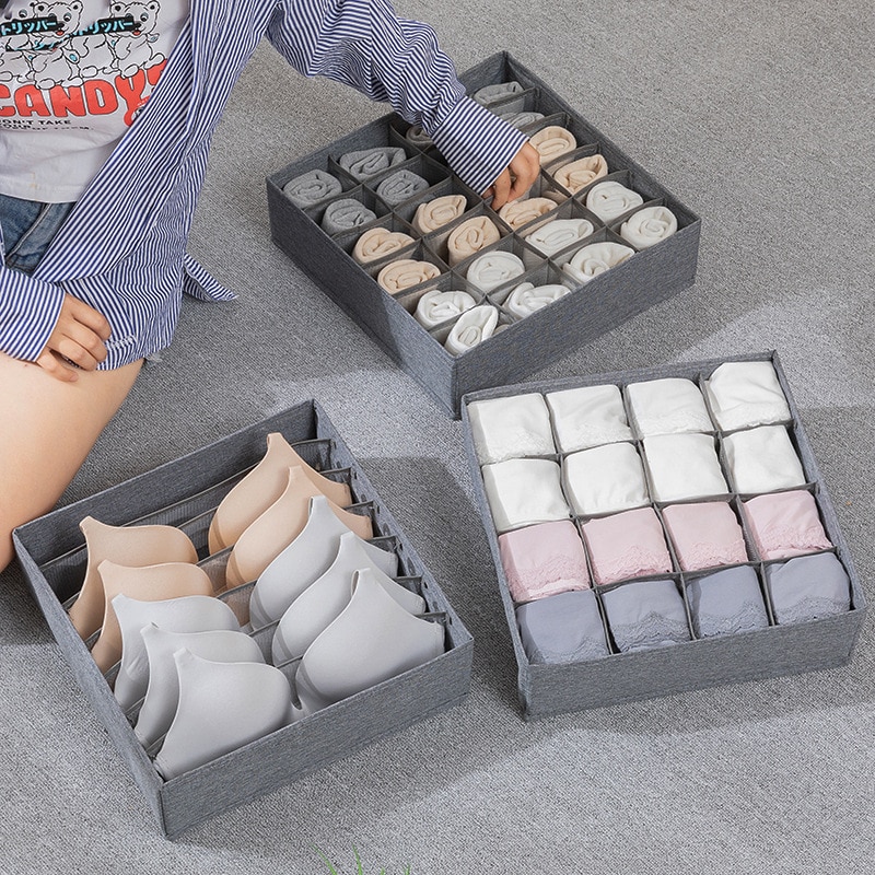 Luluhut 7 gitter bh arrangør 16 24 gitter sokker undertøy oppbevaringsboks garderobe skuff organizer sammenleggbart etui til undertøy