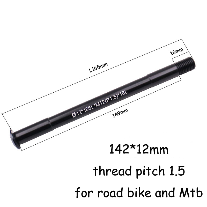 Polkupyörän rungon akseli mtb maantiepyörän pikakiinnitys vartaat tp:lle  m12 x 1.75 rungon haarukka akselin läpi: 142 x 12mm p1.5 165l