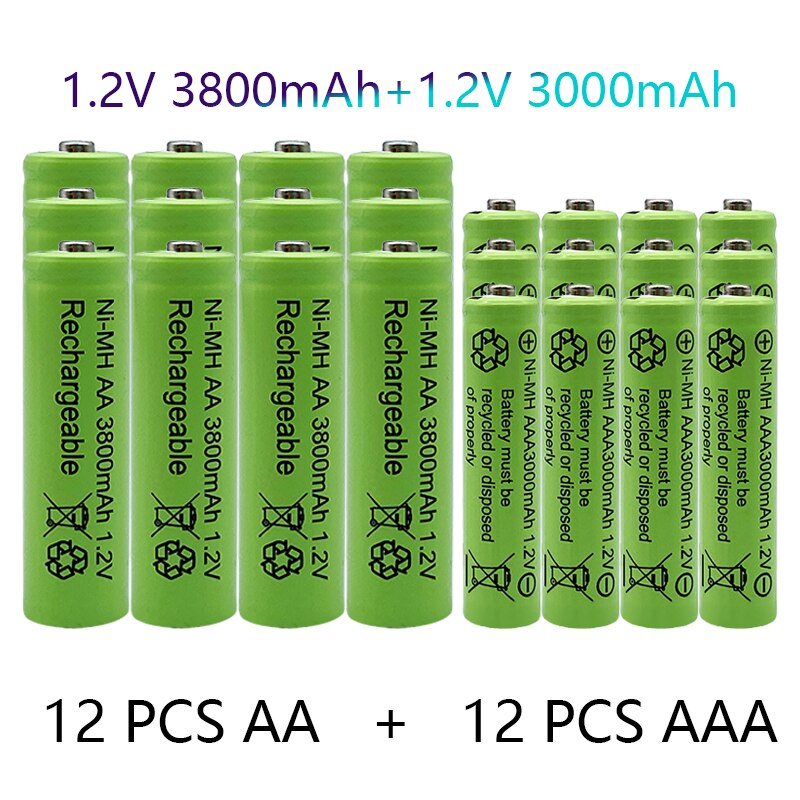 1.2v aa 3800 mah ni-mh- -mh 1.2 v + 3000 -batterie: Blau