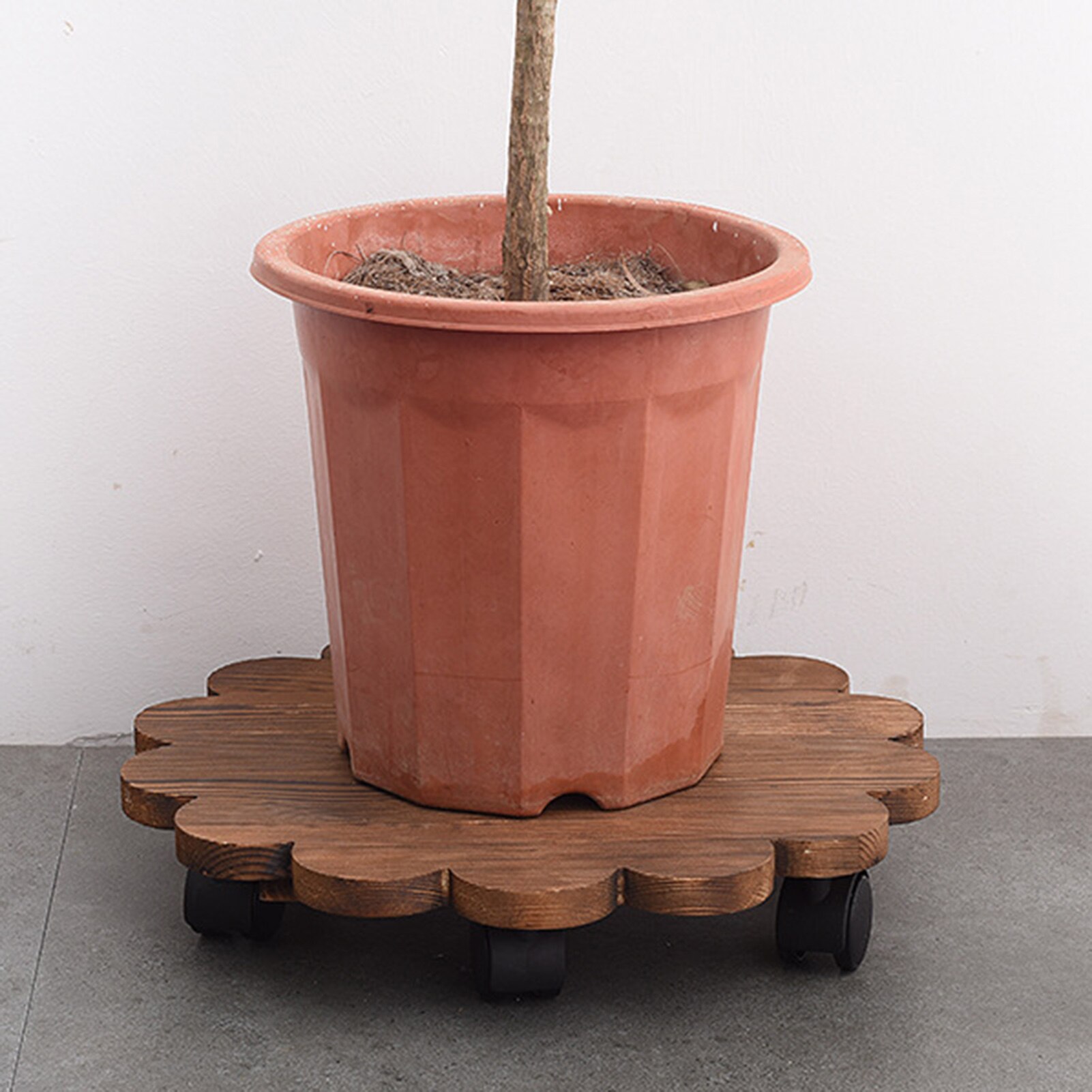 Soporte extraíble de madera sólida para macetas, bandeja para macetas, Base de madera con ruedas, carrito para planta con flor suculenta redonda
