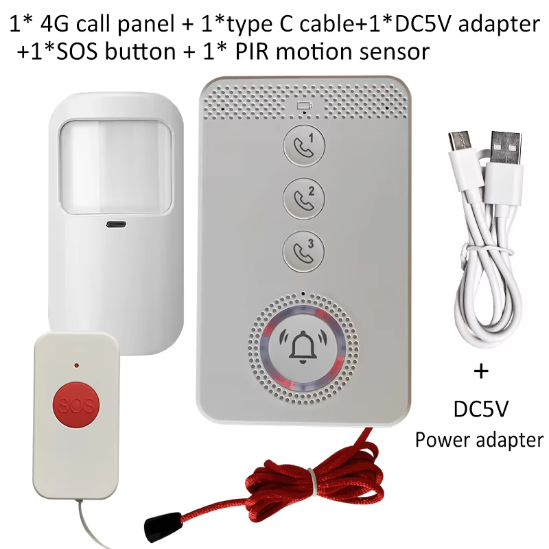 4G SIM-telefoon met drukknop SOS Noodoproep Alarm Paniekknop GSM Spraaktelefoon voor senioren Ouderen Kinderen Noodhulp Pager: Rood