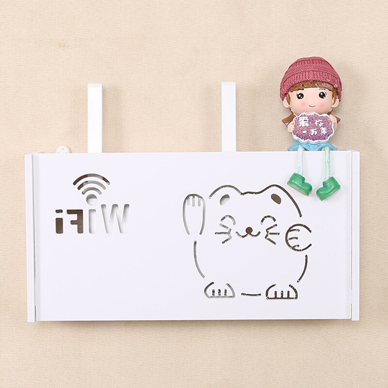 Étagère murale multifonction pour routeur Wifi, boîte de rangement pour alimentation de câble et support de fil, boîte de support de prise en bois et en plastique, bacs: 40.5x20.5x9.5cm / B