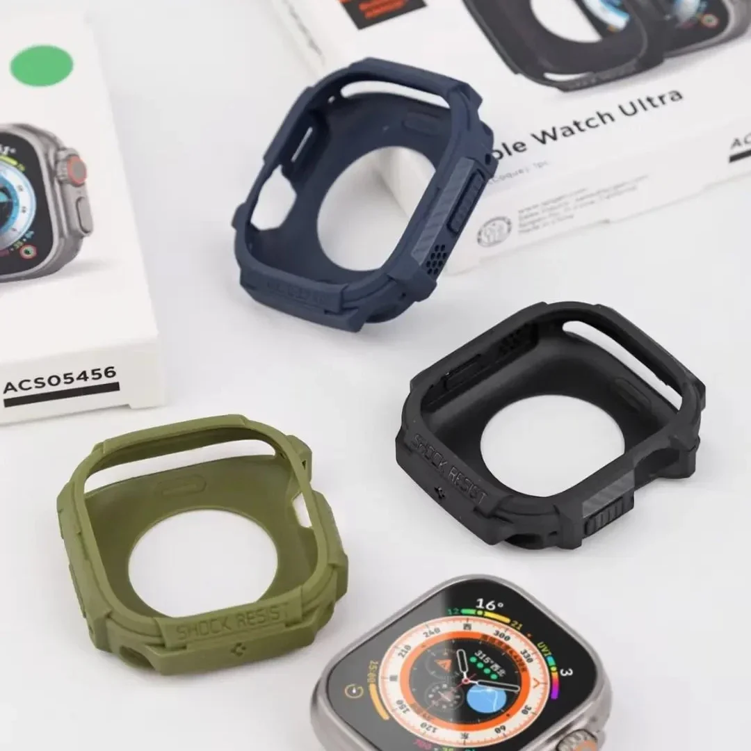 Rugged Armor Case For Apple Watch Series Ultra 2 9 8 7/SE/6/5/4/3/2/1 TPU Protective Watch Cover49mm 45mm 44mm 41mm 40mm