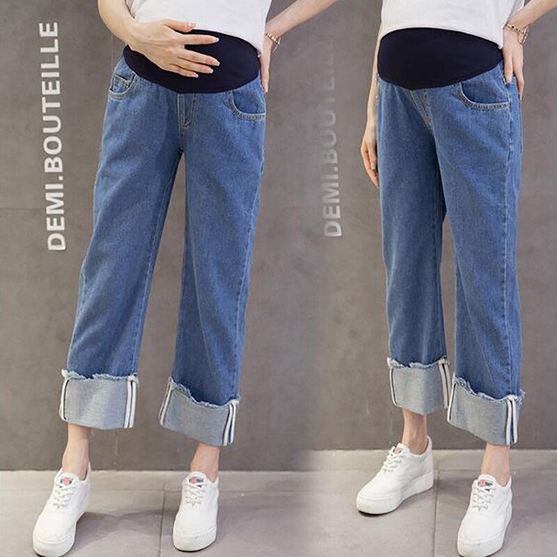 Full Panel Wide Leg Maternity Cargo Jeans