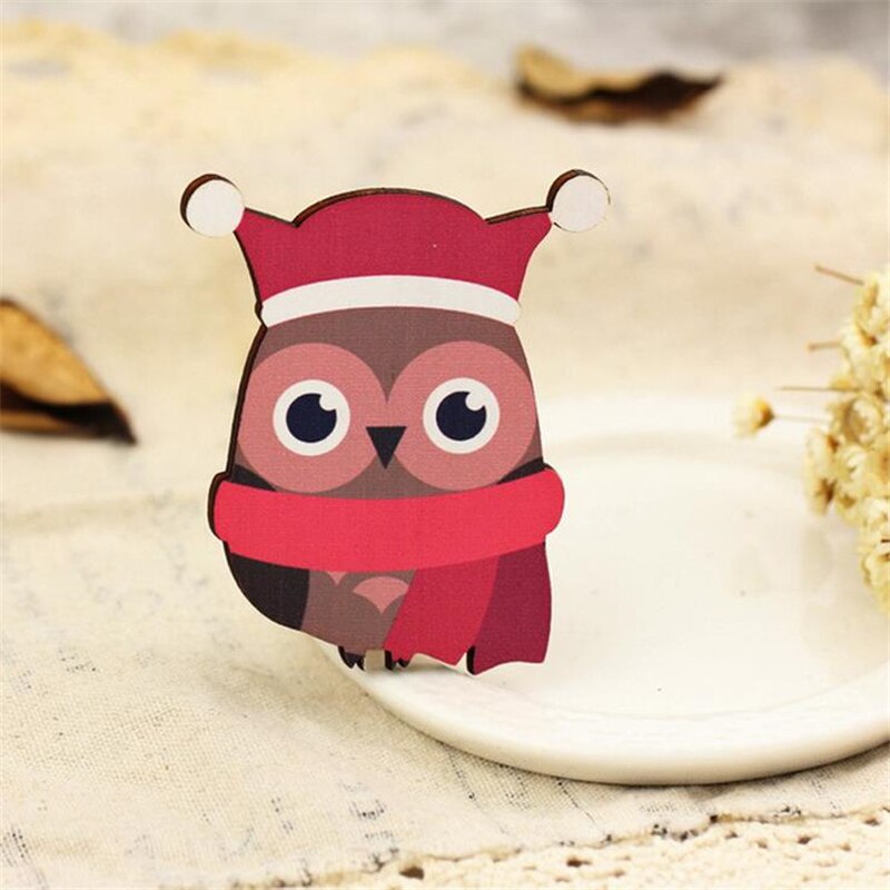 DoreenBeads Handgemaakte Houten Pin Broches Mooie Animal Uil Patroon Veiligheid Pin voor Trui Jas Sjaal Decor Kerst Accessoires