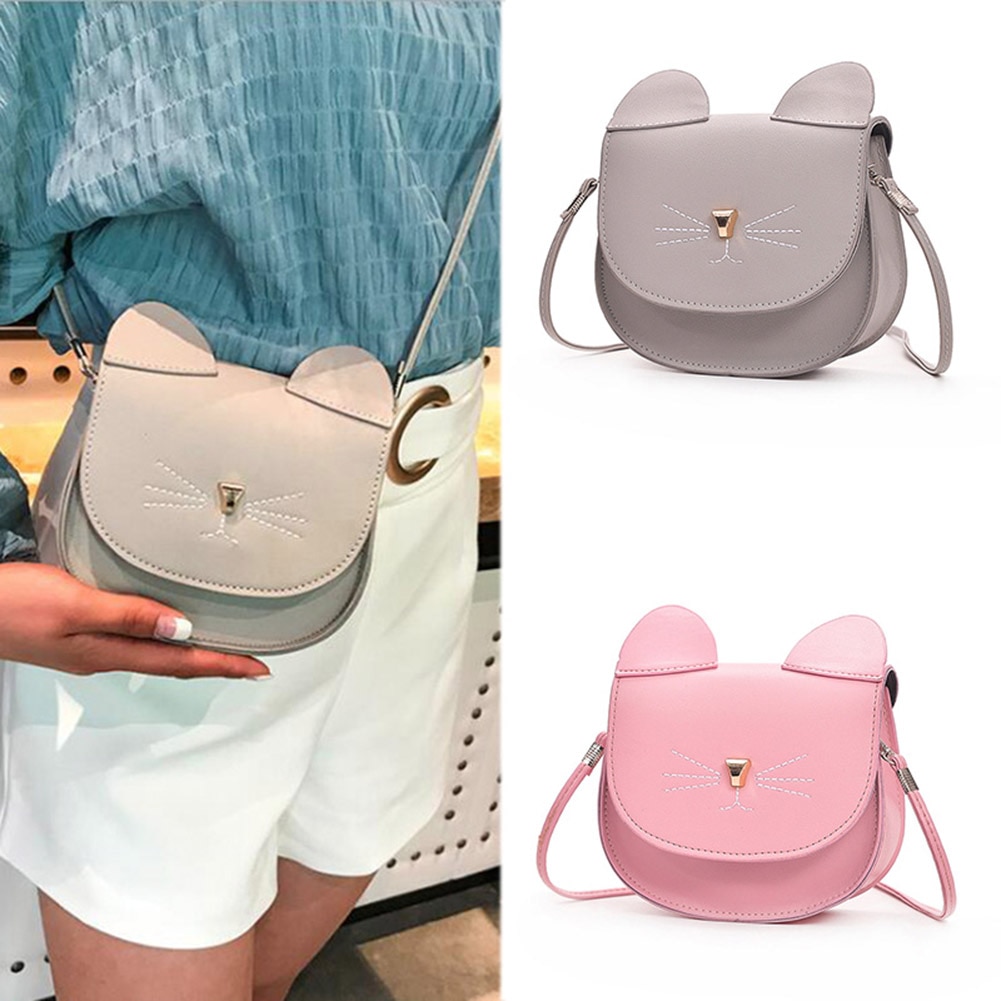 Vrouw Mini Schoudertas PU Leer Leuke Kat Oren Handtas Dame Meisje Reizen Messenger Crossbody Tassen Populaire