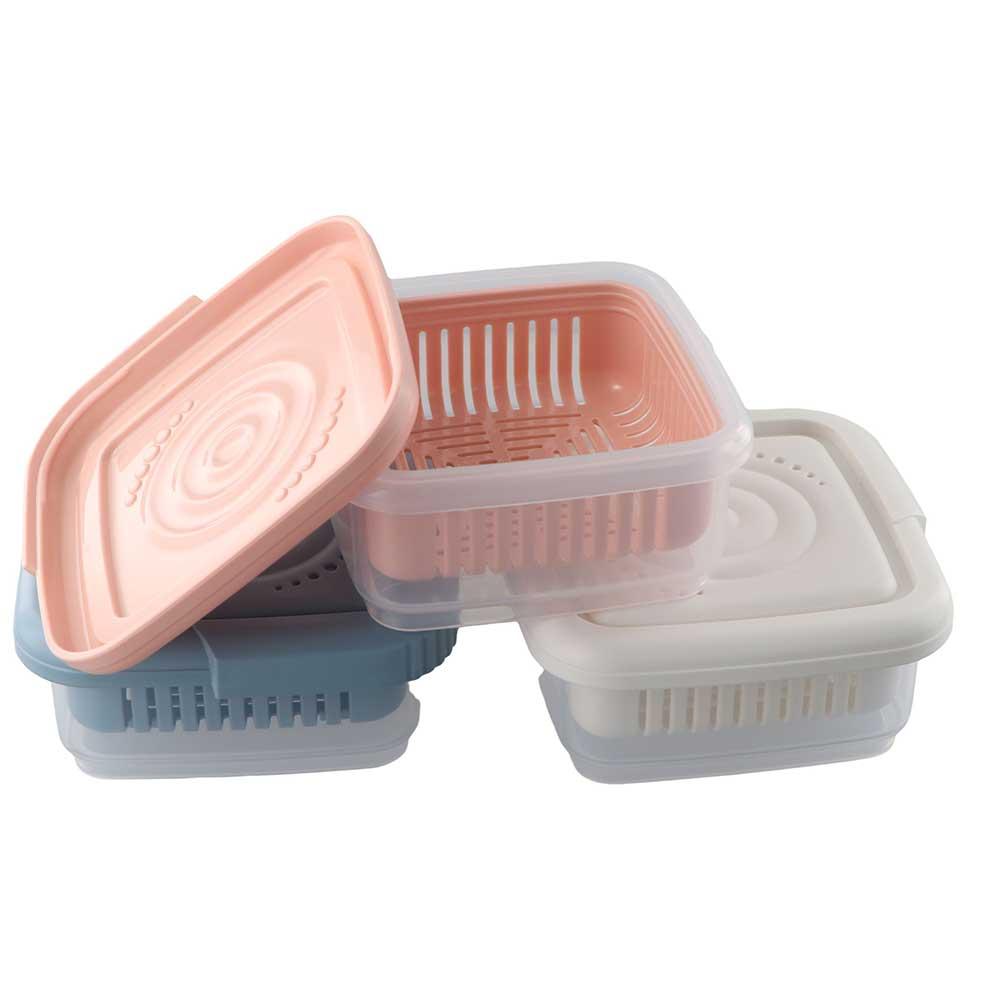 Gadget de cuisine en plastique épais Double couche scellé, conteneur de gingembre, conteneurs de stockage de fruits, plateau de légumes, boîte de rangement pour réfrigérateur