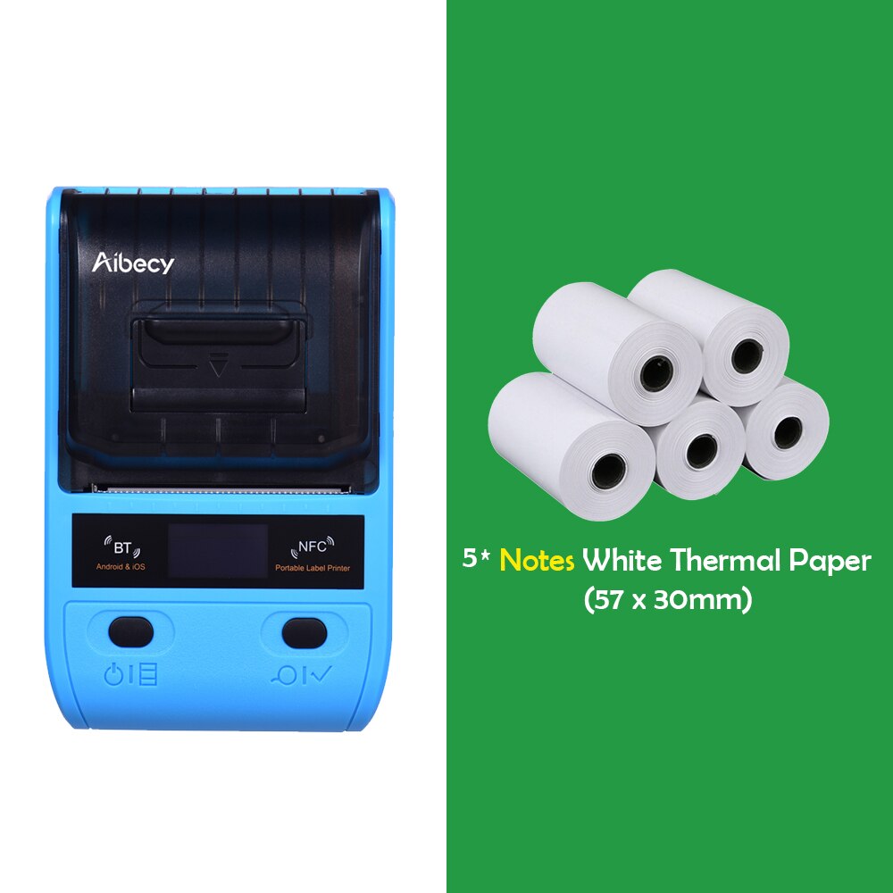 DP23 Mini Portable Thermal Printer Wireless Receipt Printer 58mm Ink-free USB NFC Bluetooth Label Printer For Windows Android PC: Blue Set 3