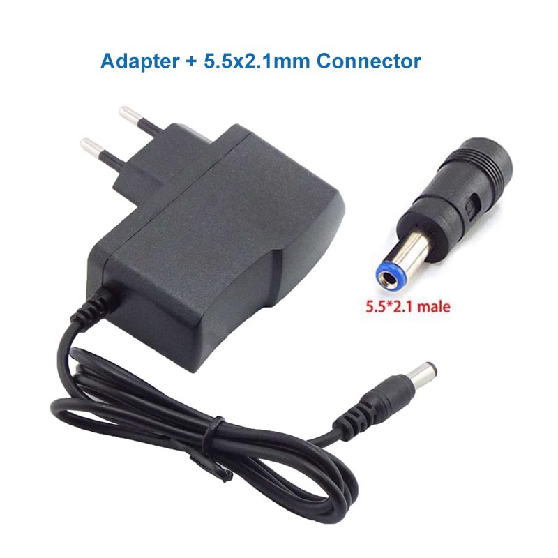 5v 2a voeding adapter oplader eu stekker 5.5x2.1mm 3.5x1.35mm connector haakse dc stekker voor led transformator opladen: Blauw