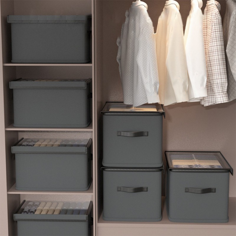 Foldable Home Storage Box Clothes Trousers Home Multi-functional Compartment Drawer Wardrobe Soild Color Storage Boxes