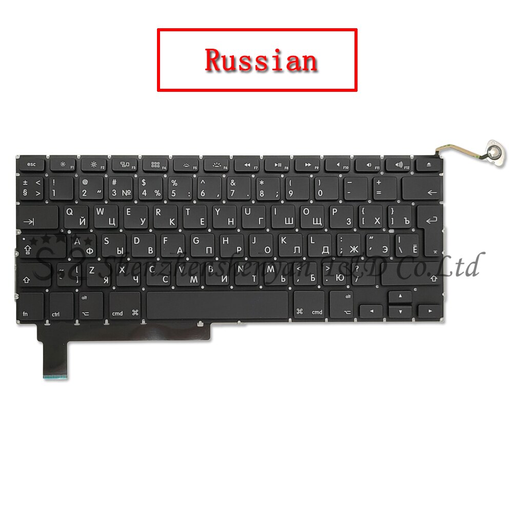 A1286 For Macbook Pro 15" Replacement Keyboard US UK Russian French Spain Japanese Arabic Version Years: Russian