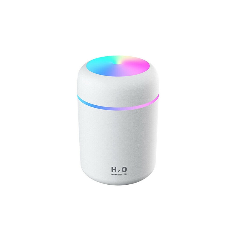 Portable 300ml Electric Air Humidifier ambient lighting Air Diffuser USB Mist Sprayer with Night Light Relax for Home Office Car: White