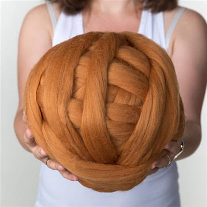 1000g/ kugle super tyk naturlig uld chunky garn filt uld roving garn til spinding hånd strikning spin garn gør-det-selv tæppe levering: Khaki