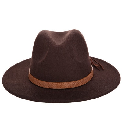 Sombrero de fieltro para el sol para hombre y mujer, sombrero de ala ancha clásica, flexible, de imitación de lana, L XL, para Otoño e Invierno: coffe / 55-58CM