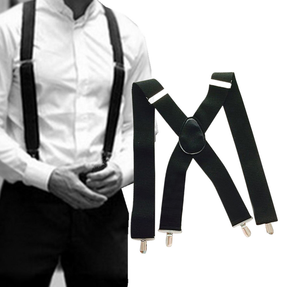 Bretelles de pantalon robustes avec pinces pour hommes, 50mm de large, dos en X, forme en X