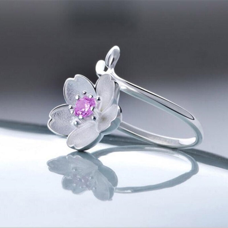 Beliebte Neue Temperament 925 Sterling Silber Schmuck Ringe Persönlichkeit Kristall Blumen Weibliche Ringe SR274