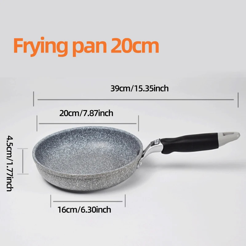 Durevole pietra friggitrice Pan28/26/24/20cm Wok padella antiaderente calderone fornello a induzione pentole Pancake uovo fornello a Gas casa: WHITE