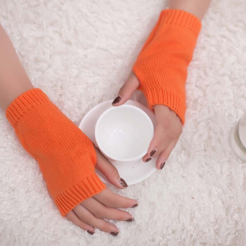 1 Paar Winter Handschoenen Vrouwelijke Vingerloze Handschoenen Zonder Vingers Vrouwen Kasjmier Warme Winter Handschoenen Hand Pols Warmer Mittens: ST121-Orange