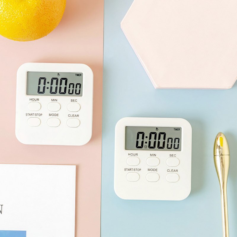 1Pcs Multifunction 24 Hour Timer Countdown Reminder White LCD Digital with Strong Alarm Small Clock Plastic Kitchen Electronic