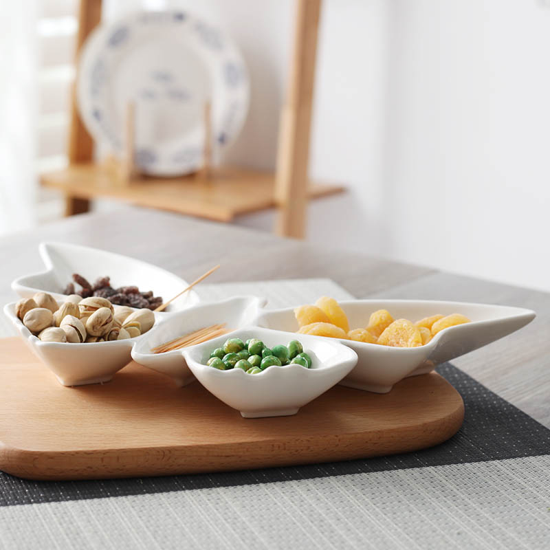 Platos de aperitivos de porcelana con forma de mariposa, platos de frutas, plato para tartas, plato para dulces, bandeja para ensaladas, vajilla de cerámica, vajilla decorativa.