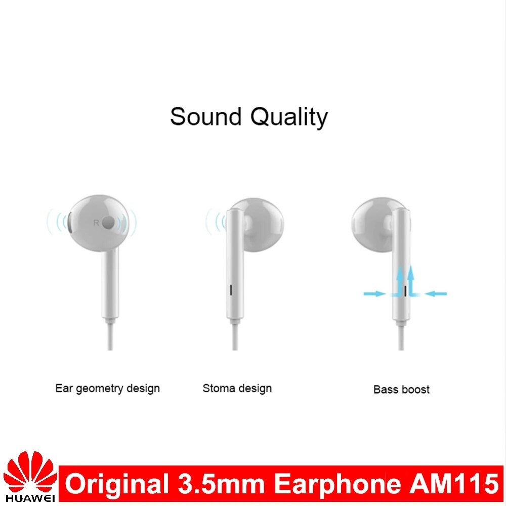 Voor Huawei AM115 Headset Met 3.5Mm In Ear Oordopjes Oortelefoon Speaker Bedrade Controller Voor Huawei P10 P9 P8 Mate9