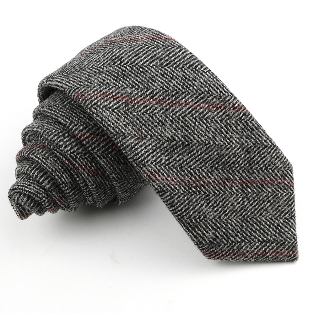 Cravate élégante en laine pour hommes, faite à la main, rayée, couleur kaki, col en coton, pour mariage, fête d'affaires, costume, chemise, accessoire: Argent