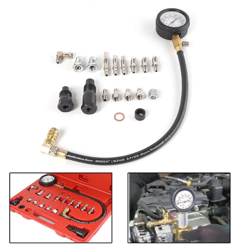 Diesel Engine Cylinder Compression Tester Kit 3 inch Pressure Gauge and Adapter Set Fast Connector for Efficient Connection