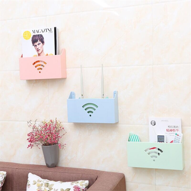 Caja de almacenamiento para enrutador colgante de pared, soporte de caja de estantería Wifi, organizador de almacenamiento de Cable de soporte de placa de enchufe montado en la pared