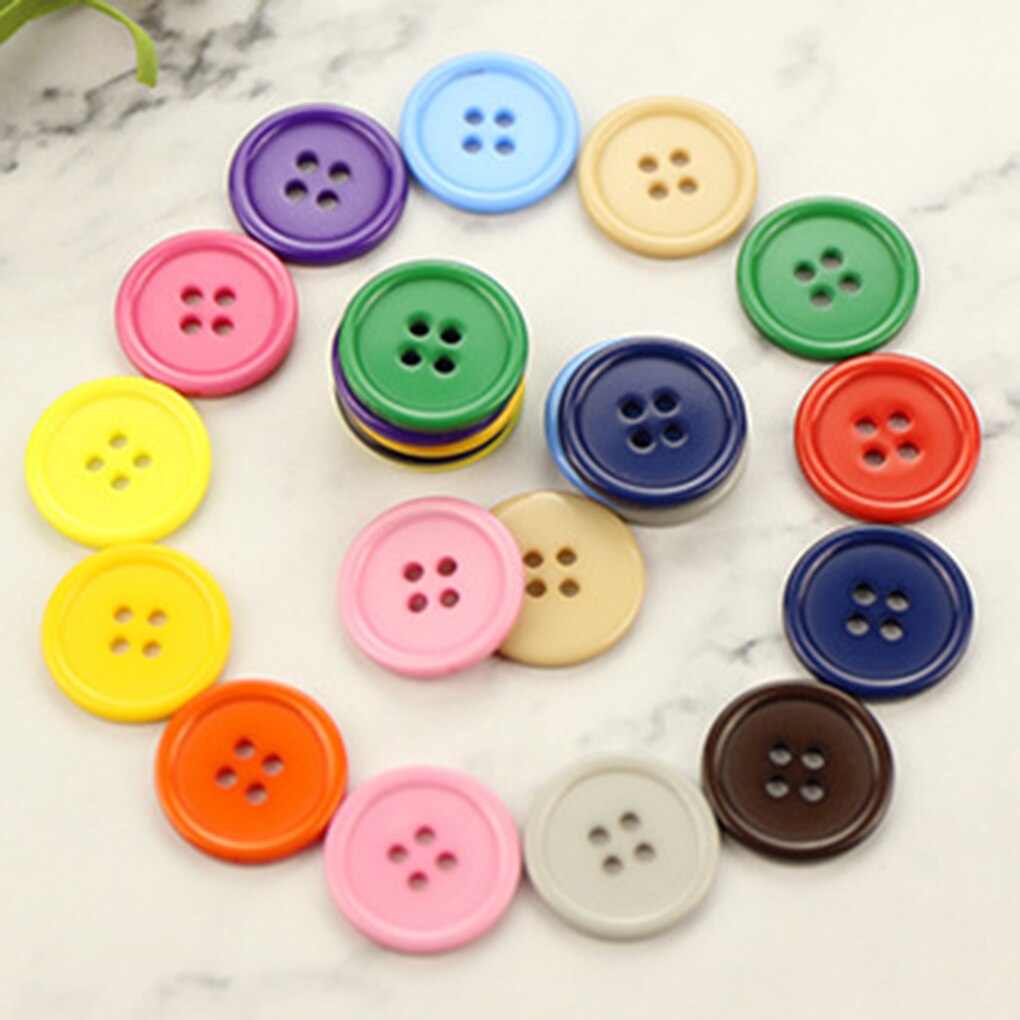 100 Stuk Kleurrijke Naaien Knoppen Plastic Gemengde Kleur Diy Ronde 4-Gaten Naaien Scrapbooking Knoppen