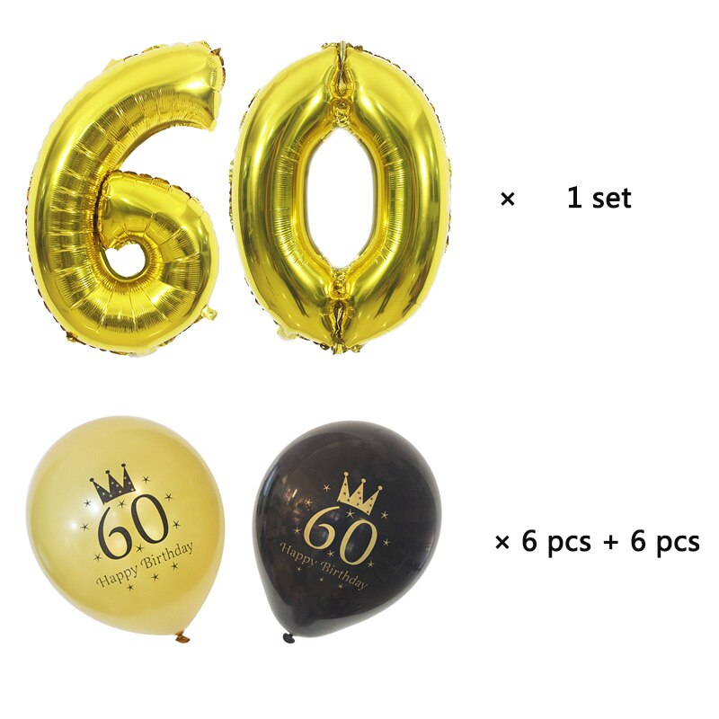 30th cumpleaños globo 40 50 60 70 80 años decoraciones para de cumpleaños número 30 adultos Oro Negro cumpleaños globos: 60th