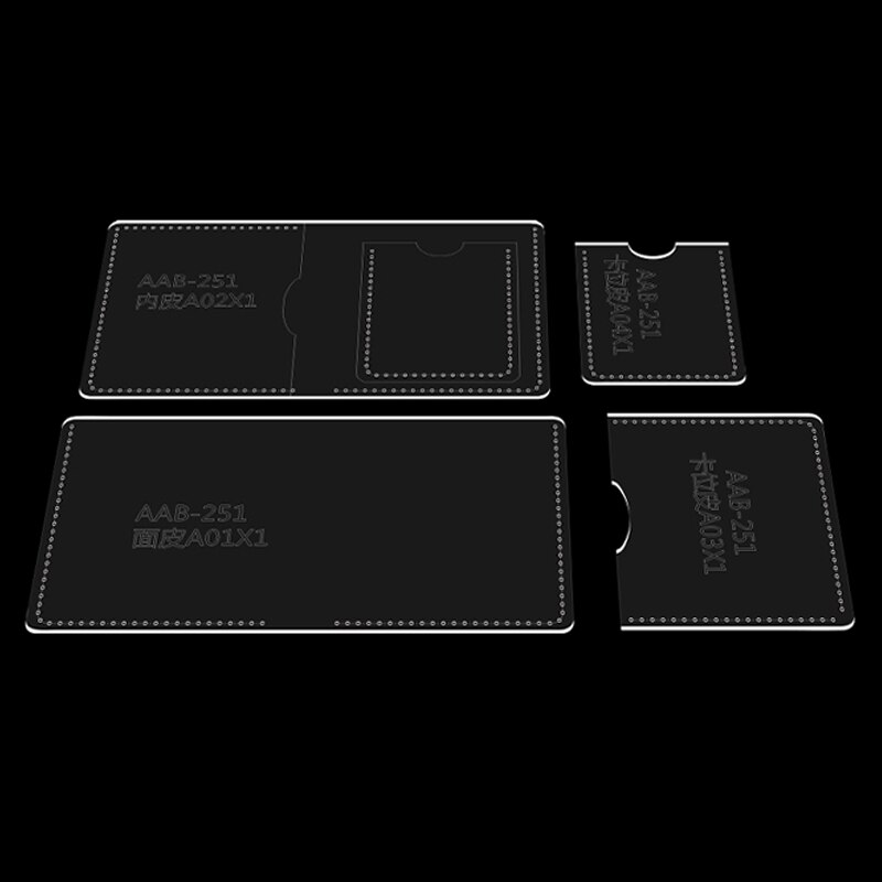 Leather DIY craft tool short wallet acrylic template sewing wallet pattern PVC mold using wallet pattern