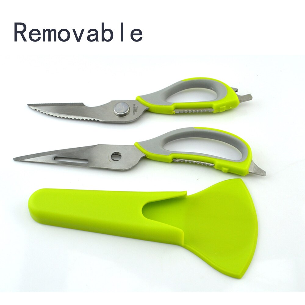 Køkkensaks kniv til fisk kylling husholdnings multifunktions knivsaks i rustfrit stål med magnetisk dæksel