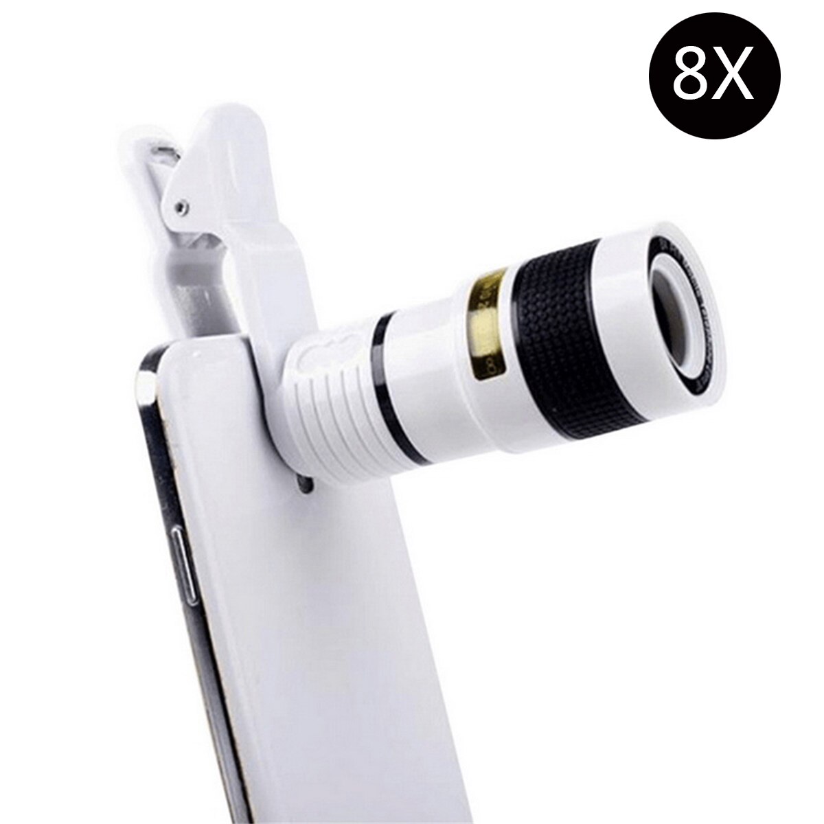 8X 12X Telephoto Mobile Phone Lens Zoom Telephoto Mobile Phone External Lens With Universal Clip For Smartphone: 8X White
