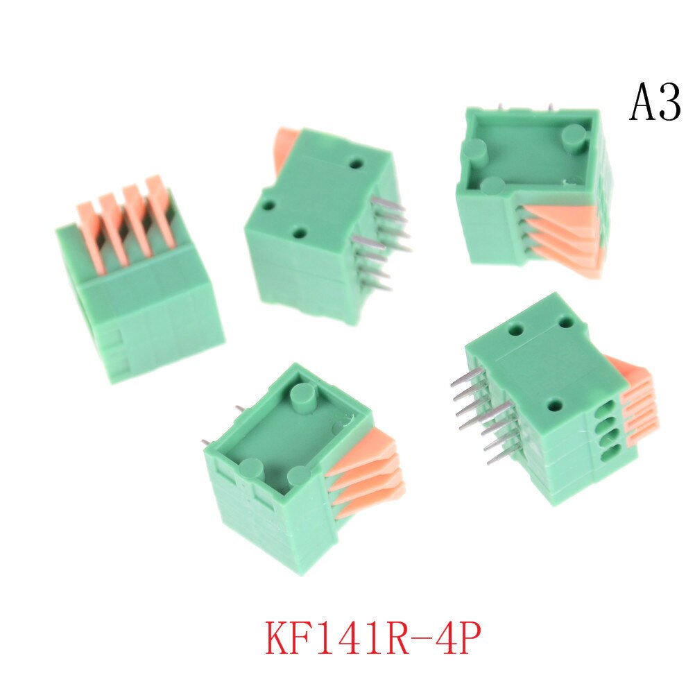 5 uds JETTING 2/3/4/5/6/7/8/9/10P KF141R KF141V 2,54mm conectores de paso PCB resorte bloque de Terminal verde de cobre flexible: 3