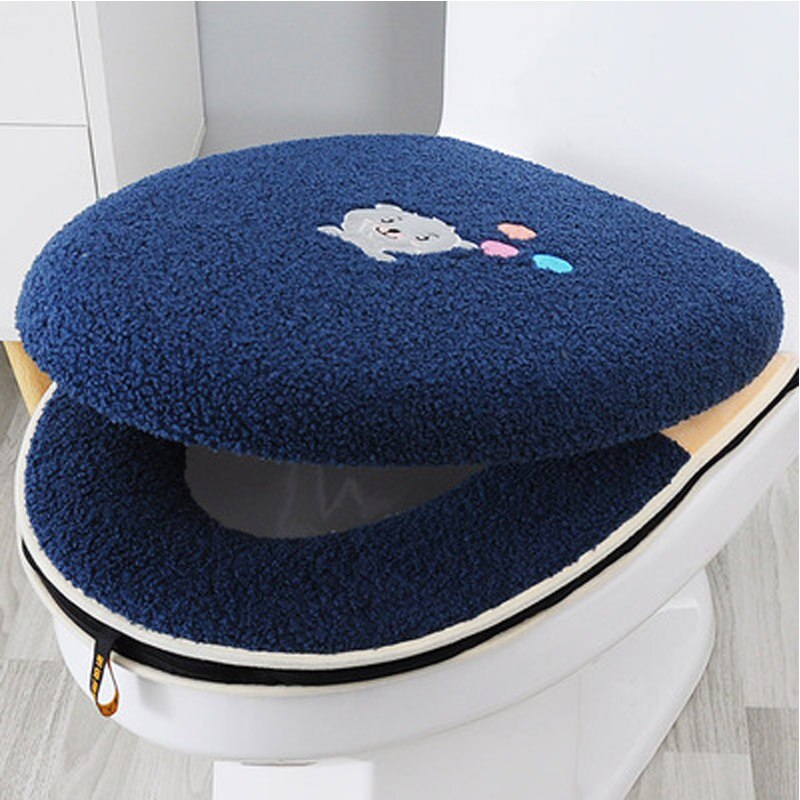 Calentador de baño para asiento de inodoro, paño suave, tapa lavable, almohadilla de cubierta superior, suministros de asiento de inodoro engrosados: A17