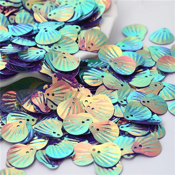 300pcs/Lot 13mm Gold Undertone Shell shape Loose Sequins Wedding confetti DIY Sewing Material Party decoration Accessories: Purple