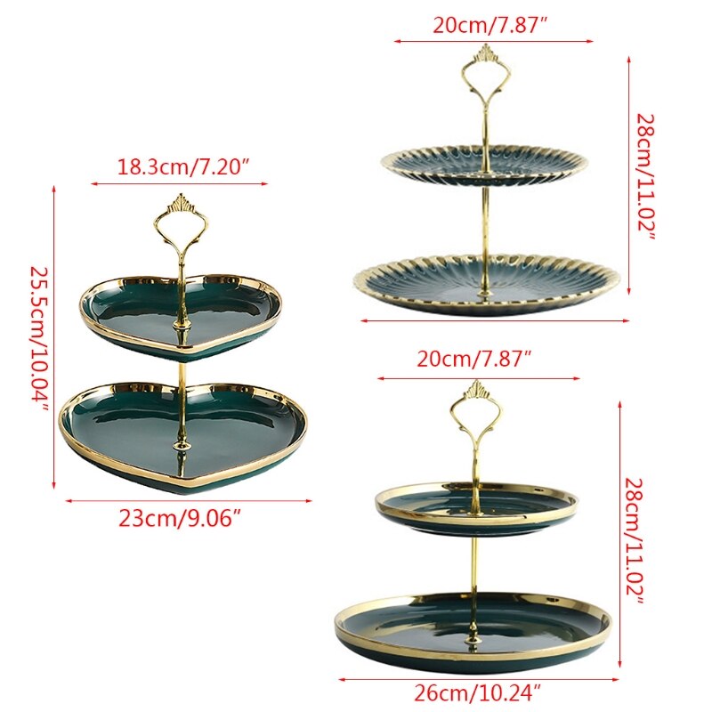 2 Tier Ceramic Cake Stand,Dessert Stand,Cupcake Stand,Tea Party Pastry Serving Platter,Food Display Stand for Tea/Coffee