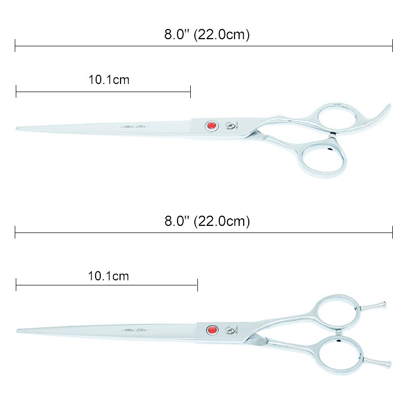 8.0 Inch Pets Grooming Scissors Japan 440C Straight Dogs Cutting Shears Curved Scissors Pets Hair Trimmer Animals Tijeras B0061A
