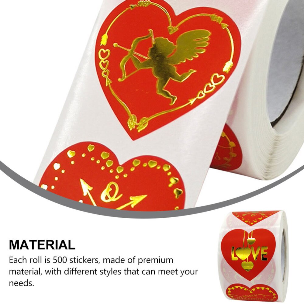 1 Roll Heart Shaped Self-adhesive Label Stickers Valentine's Day Stickers