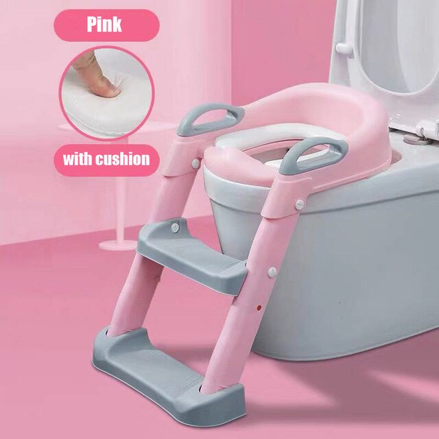 #39 pojkar flickor baby toalett träningssits stege barn wc småbarnsstol säte säker barnpotta: Rosa med kudde