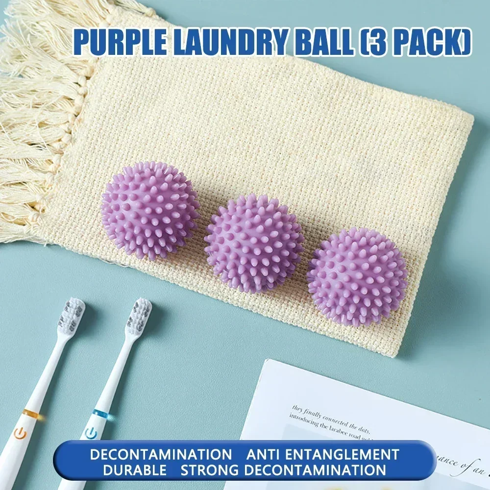 1/3Stck Magie Wäsche Bälle Wiederverwendbare PVC Feste Reinigung Ball Haushalt Reinigung Waschmaschine Zubehör Kleidung Weichspüler: Braun